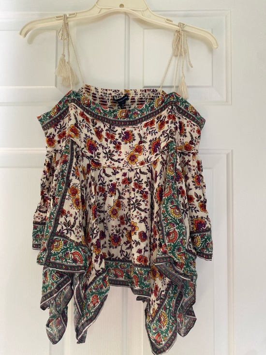 American Eagle Outfitters Tops - Boho Floral Handkerchief Hem Tank Top - “Kate Moss Crepe” print